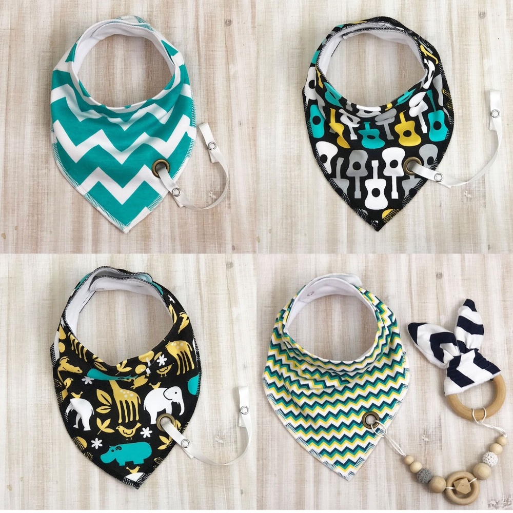 Jungle Rock 4pk - Dribble Bibs w/ Chewy Clip